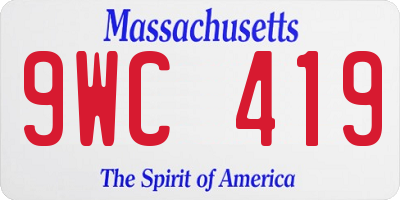 MA license plate 9WC419