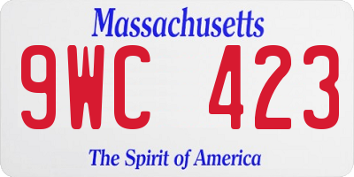 MA license plate 9WC423
