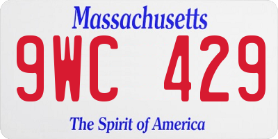 MA license plate 9WC429