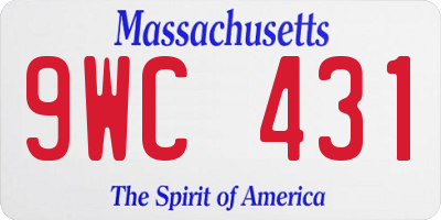 MA license plate 9WC431