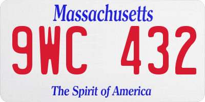 MA license plate 9WC432