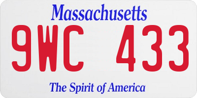 MA license plate 9WC433