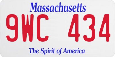MA license plate 9WC434