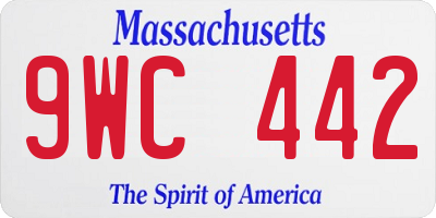 MA license plate 9WC442