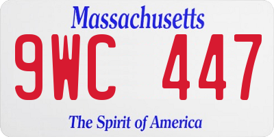 MA license plate 9WC447