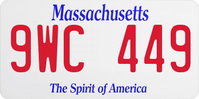 MA license plate 9WC449