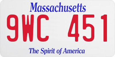 MA license plate 9WC451