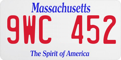 MA license plate 9WC452