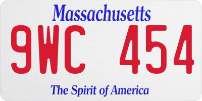 MA license plate 9WC454