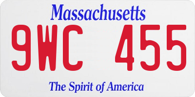 MA license plate 9WC455