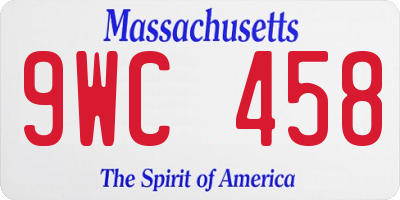 MA license plate 9WC458