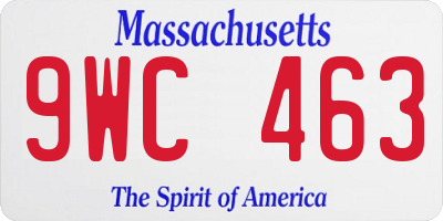 MA license plate 9WC463