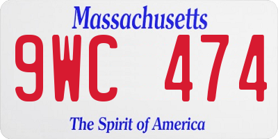 MA license plate 9WC474
