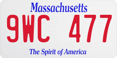 MA license plate 9WC477
