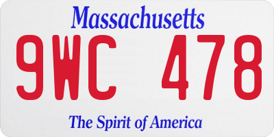 MA license plate 9WC478