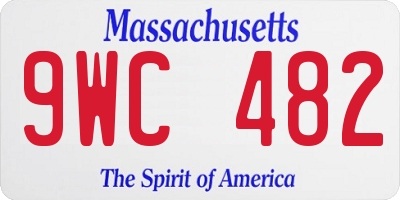 MA license plate 9WC482