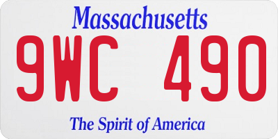 MA license plate 9WC490