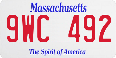 MA license plate 9WC492