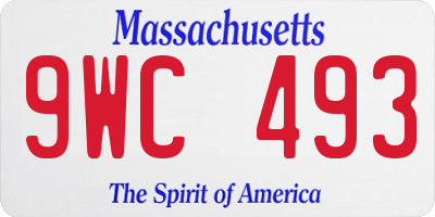 MA license plate 9WC493