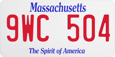MA license plate 9WC504
