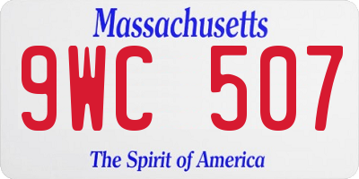 MA license plate 9WC507