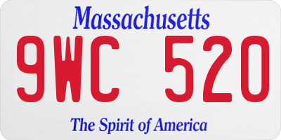 MA license plate 9WC520