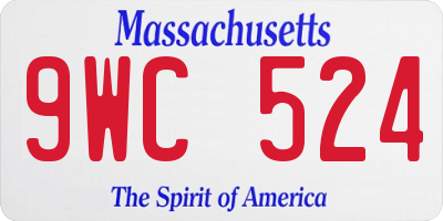 MA license plate 9WC524