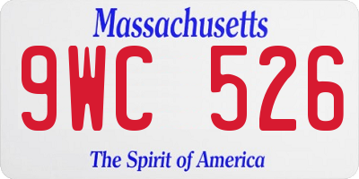 MA license plate 9WC526