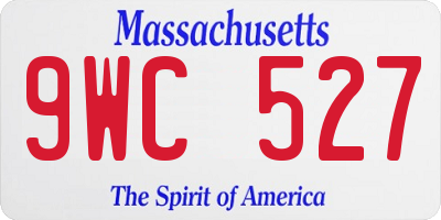 MA license plate 9WC527