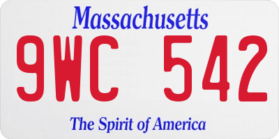 MA license plate 9WC542