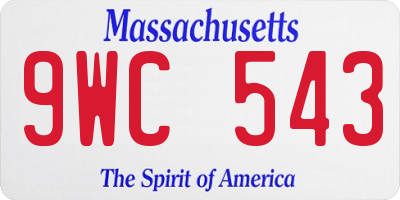 MA license plate 9WC543