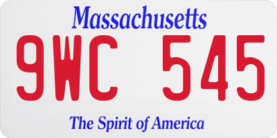 MA license plate 9WC545