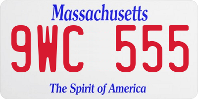 MA license plate 9WC555