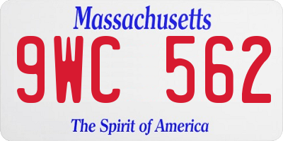 MA license plate 9WC562