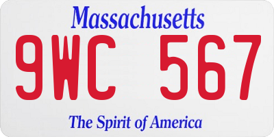MA license plate 9WC567
