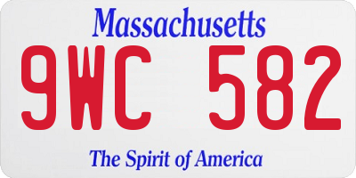 MA license plate 9WC582