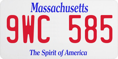 MA license plate 9WC585