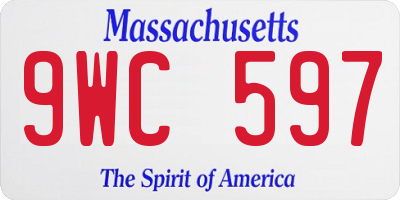 MA license plate 9WC597
