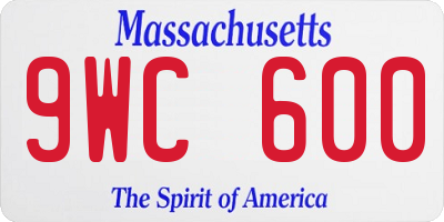 MA license plate 9WC600