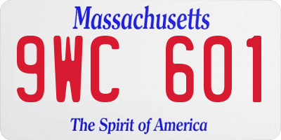 MA license plate 9WC601