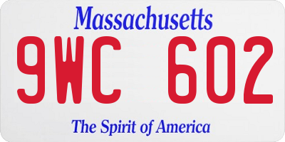 MA license plate 9WC602