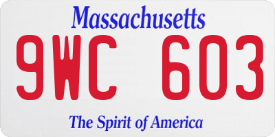 MA license plate 9WC603