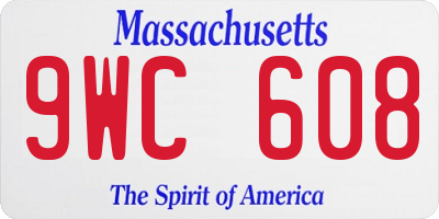 MA license plate 9WC608