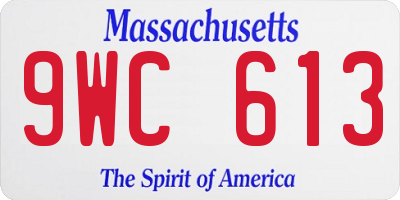 MA license plate 9WC613