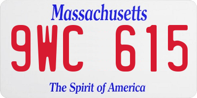 MA license plate 9WC615