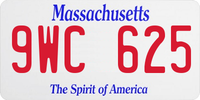 MA license plate 9WC625
