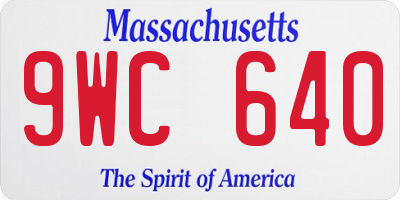 MA license plate 9WC640