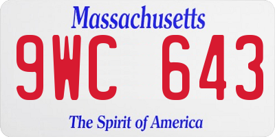 MA license plate 9WC643