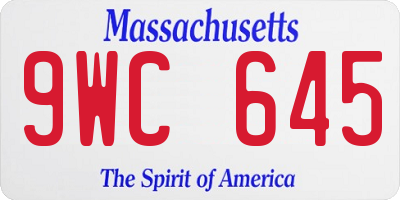 MA license plate 9WC645