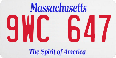 MA license plate 9WC647
